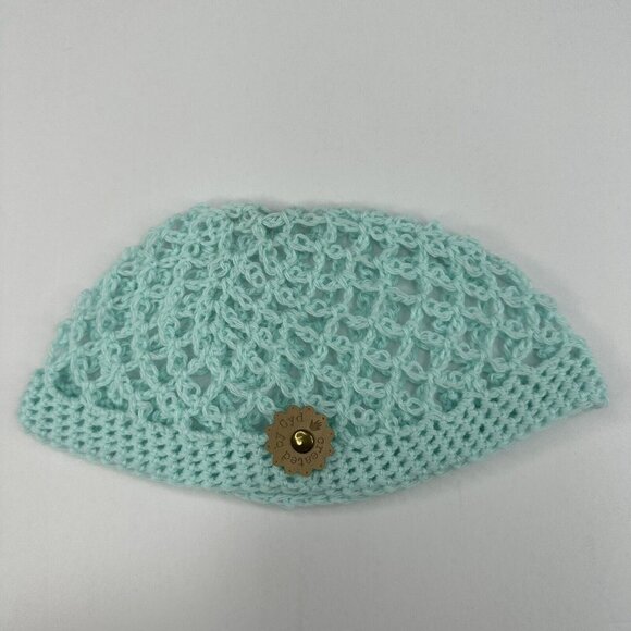 Handmade New Open Weave Fishnet Aunt Lynda's Ocean Cotton Knit Beanie- XXS/XS - Picture 6 of 10